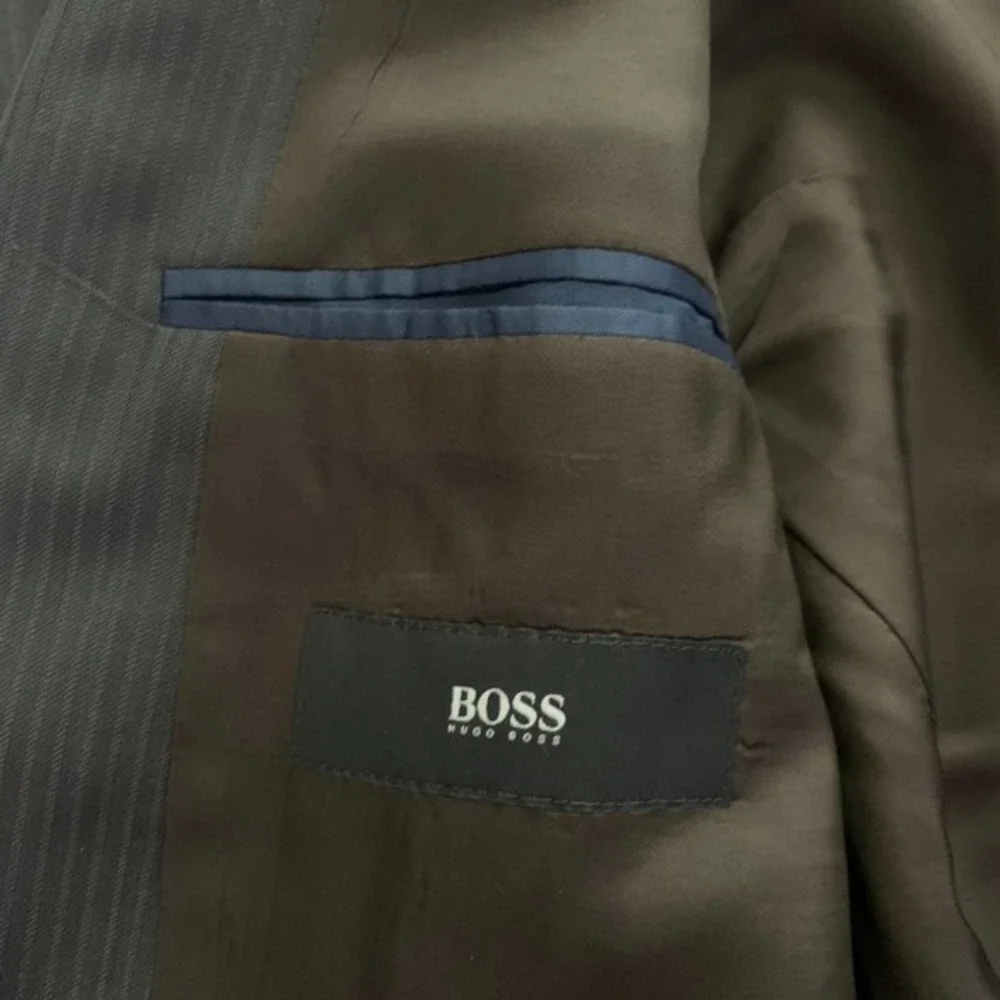 HUGO BOSS Grey Pinstripe‎ Wool Tesse Biella Suit Jacket